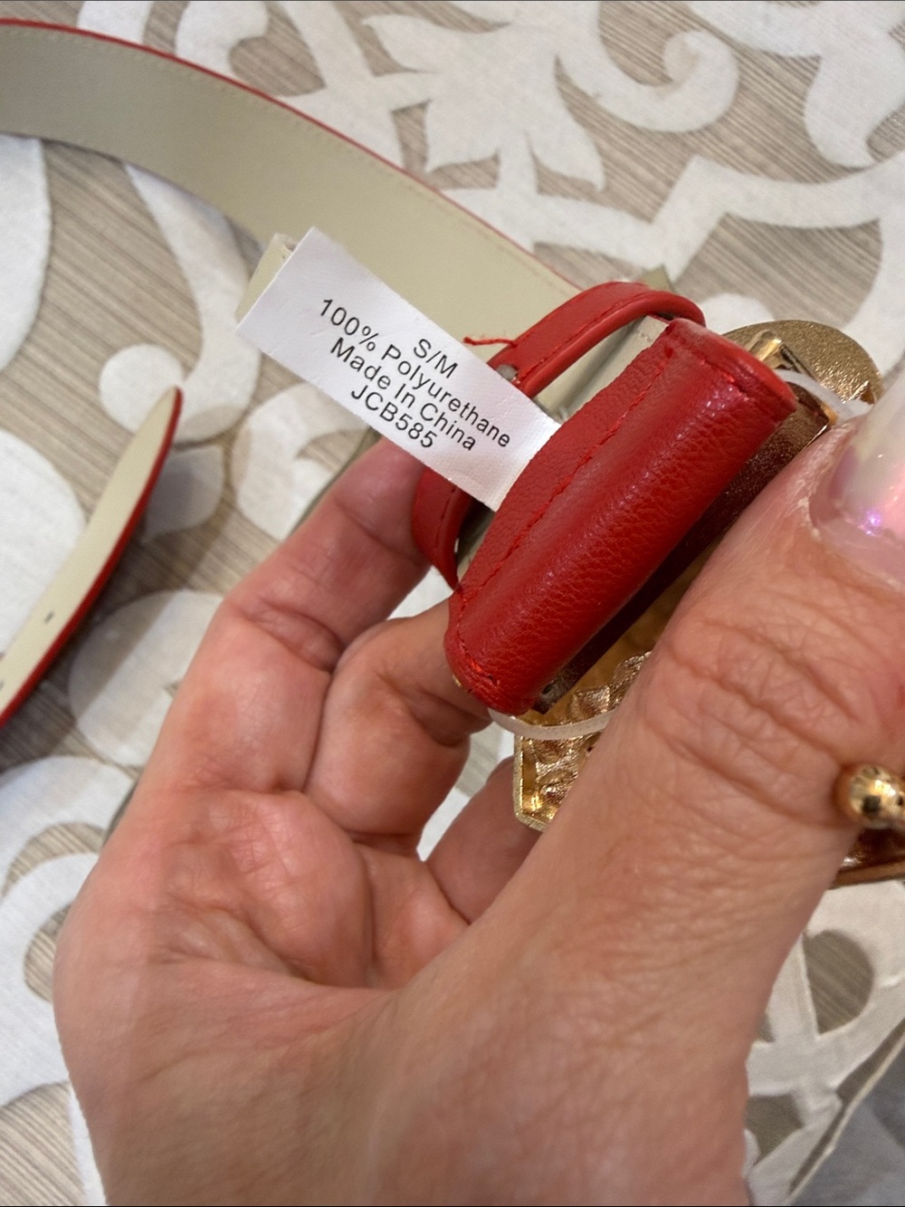 Juicy Couture Red Belt with Gold Crystal Heart Buckle - Picture 3 of 5